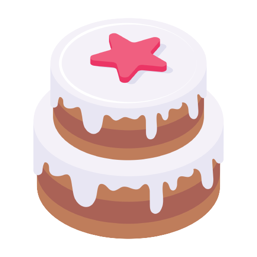 Illustration of a cream celebration cake